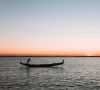 gondola at sunset in the lagoon