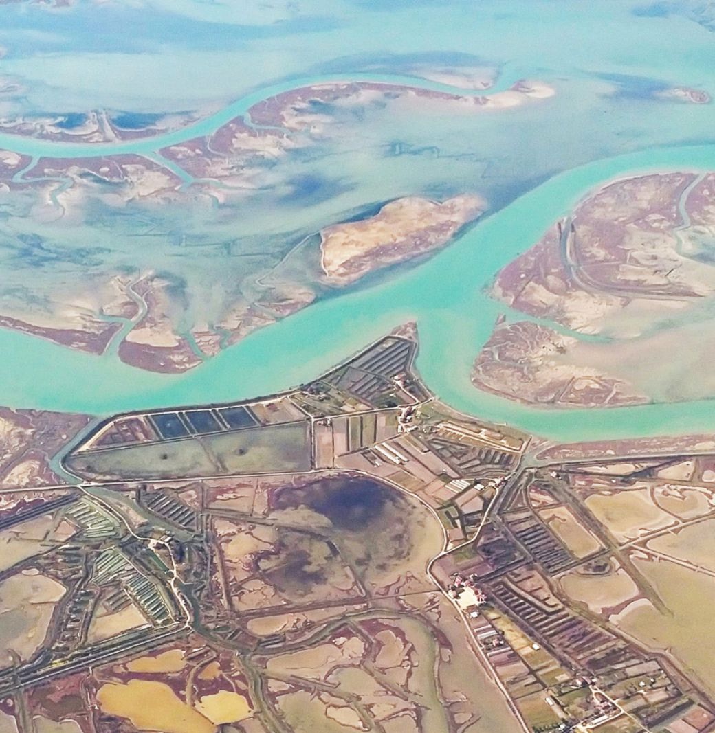 Aerial view of the Venice lagoon